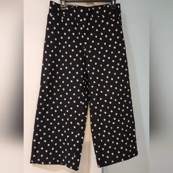 Women's Chico's Palazzo Wide Leg Black Briggitte w/ White Polka Dots 2R U.S. 12R - Picture 1 of 8
